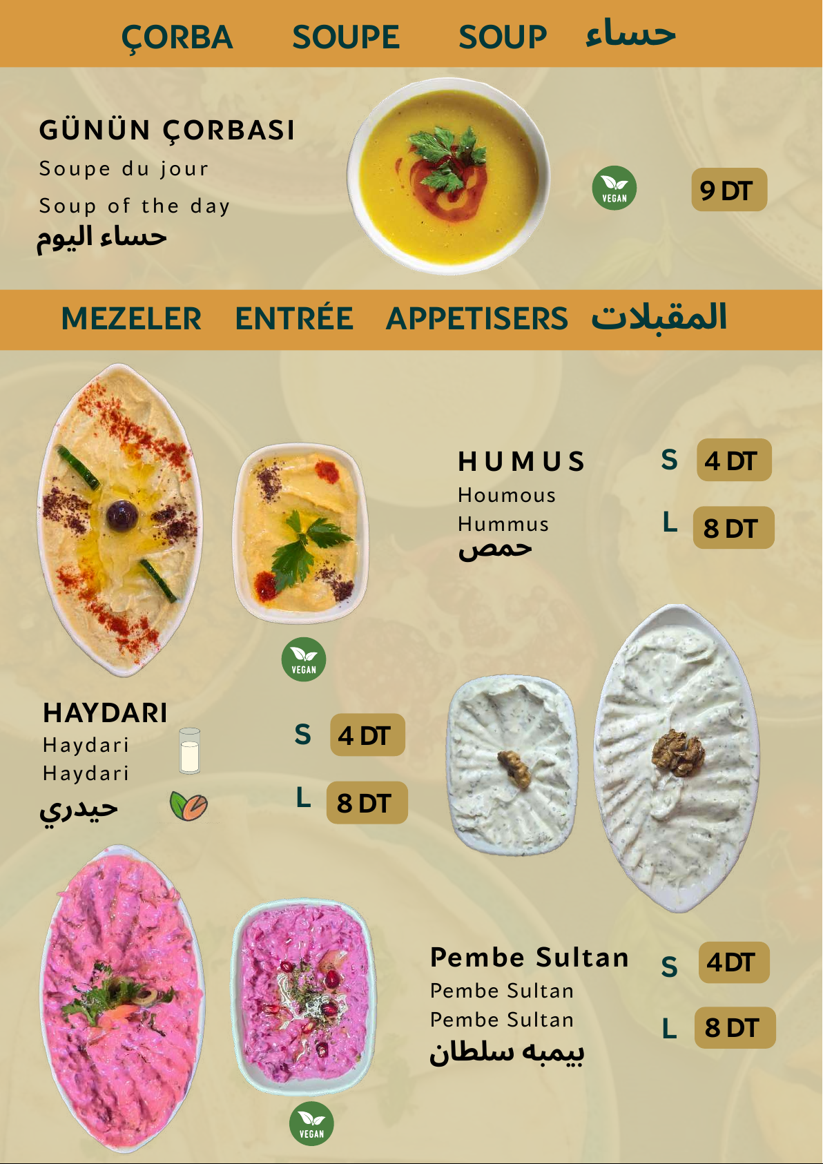 Menu Saray - Entrées 1