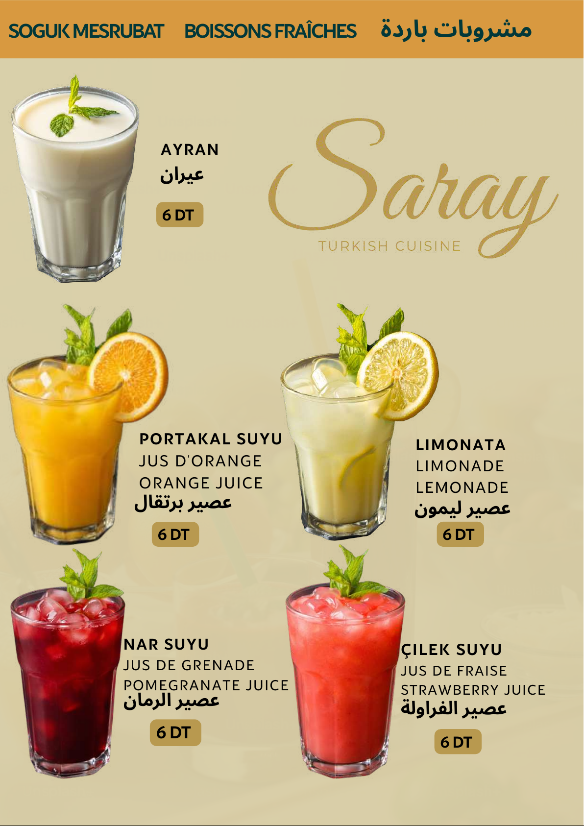 Menu Saray - Boissons 1