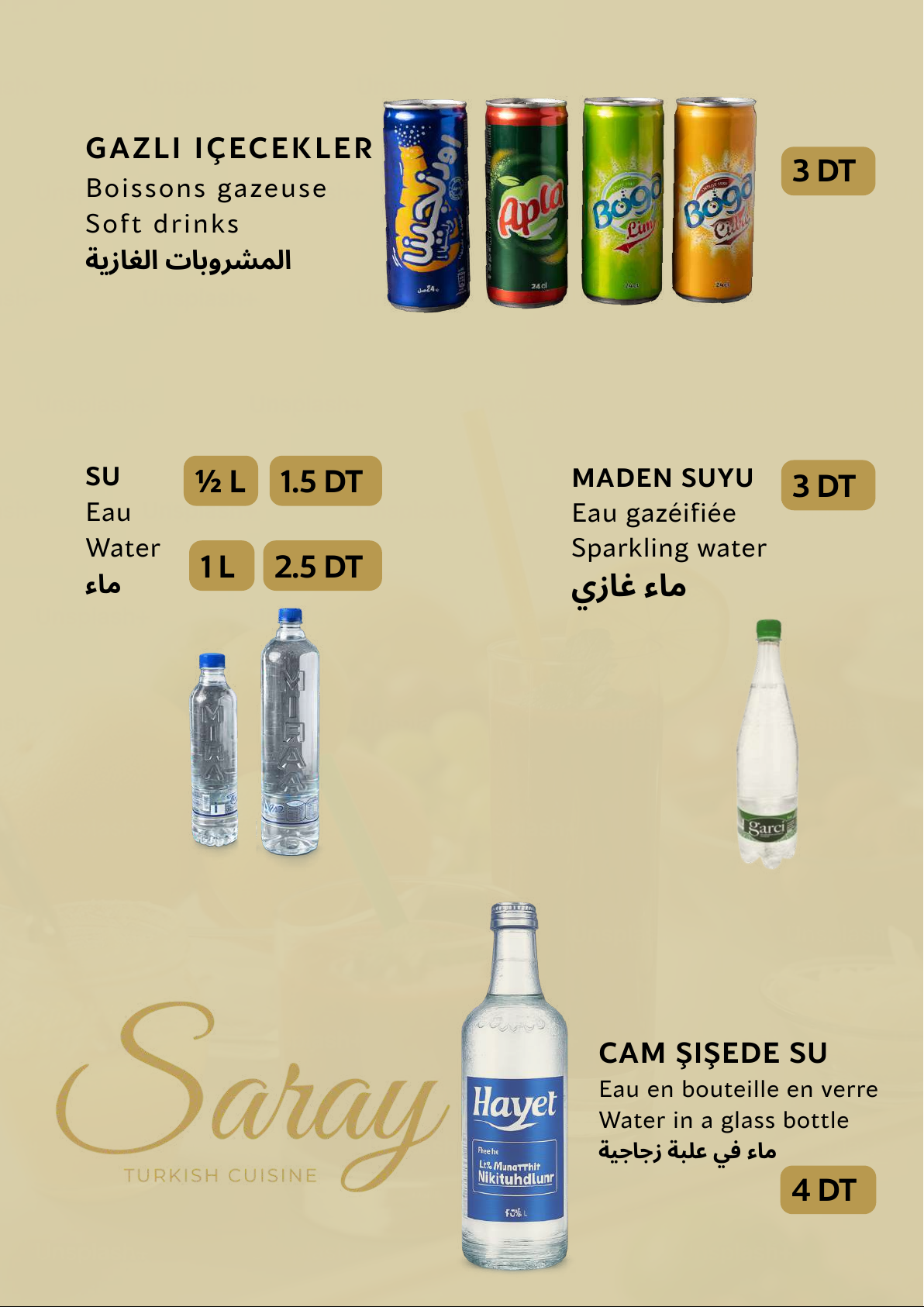 Menu Saray - Boissons 2
